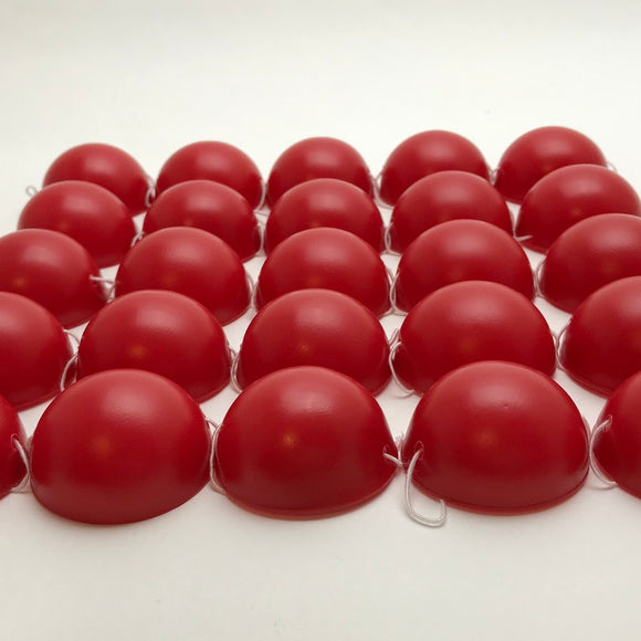 Jest In Time Clown Noses are made of a deep red soft plastic. The comfortable red 1 1/2