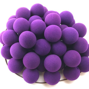Premium Foam Clown Noses are made from high quality soft foam. The 1.5" purple sphere has a slit that is easily opened up and the clown nose is placed on person's nose.