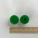 Premium Foam Clown Noses is made from high quality soft foam. The 2" bright green sphere has a slit that is easily opened up and the clown nose is placed on person's nose.